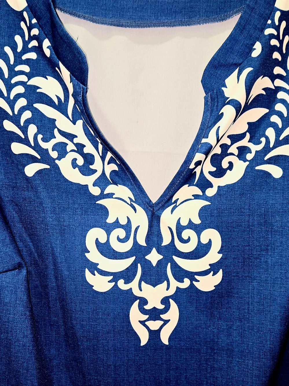 SHEIN Blue V-Neck Floral-Print Tunic